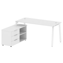 Metal System Р. ст. с тумбой на А-образном м/к БА.РС-СТС-2.4 (L) Белый/Белый металл 1700*1520*750 - Фото предпросмотра