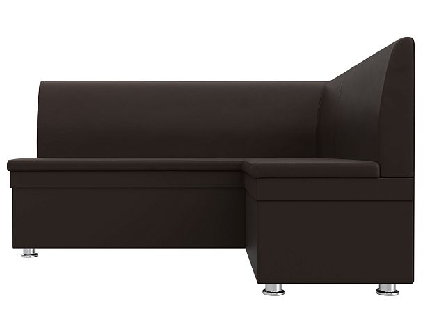 Кухонный угловой диван Уют правый (полностью экокожа коричневая) - Вид 2