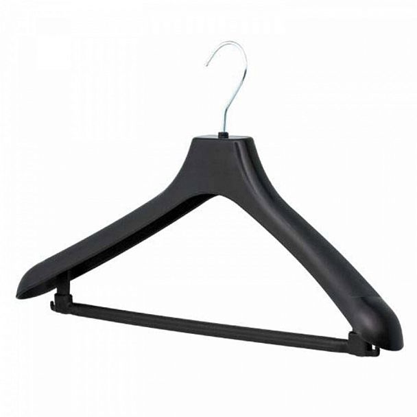 Вешалка-плечики, размер 48-50, пластик, анатомическая, перекладина, крючки для бретелей, черный, С024/С044 - Вид 1