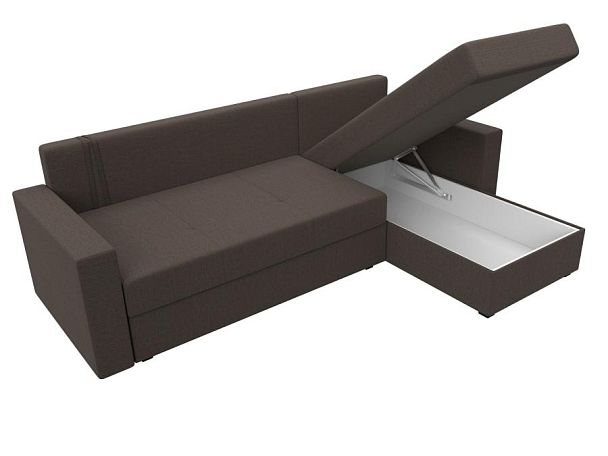 Диван угловой Верона Лайт правый угол Рогожка коричневый - Вид 9