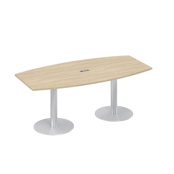 Стол 200x100 на колоннах фигурный для переговоров A4 А4 ХР 113 дуб скандинавский - Вид 1