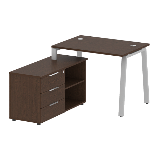 Metal System Р. ст. с тумбой на А-образном м/к БА.РС-СТС-2.1 (L) Венге/Серый металл 1100*1520*750 - Вид 1