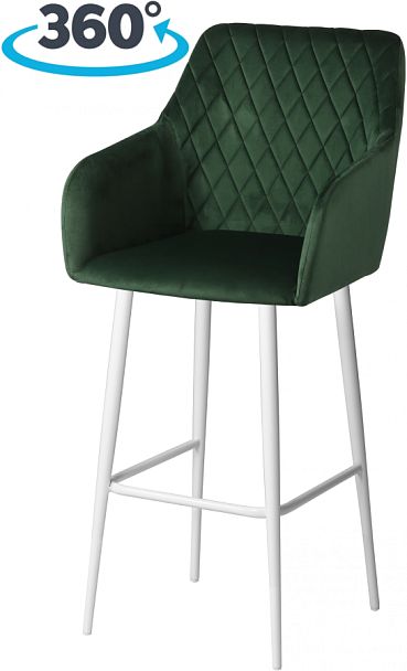 Барное поворотное кресло Барли К, Confetti deep forest/белый - Вид 1