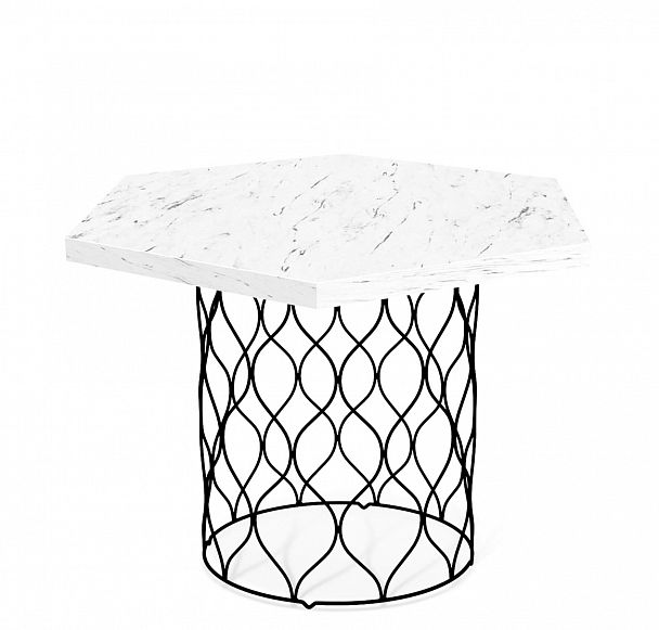 Столик журнальный SHT-TU49/TT20 60 ЛДСП черный муар/мрамор карра белый - Вид 2