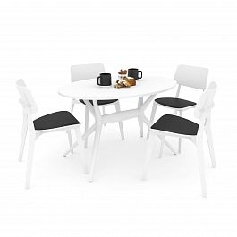 Обеденная группа Sheffilton SHT-DS124 белый/черный/белый шагрень/белый - Фото предпросмотра