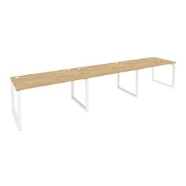 Onix Рабочая станция на О-образном м/к O.MO-RS-3.3.8 Тиквуд светлый/Белый металл 4140*800*750 - Фото предпросмотра