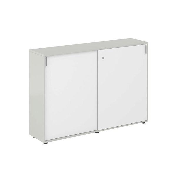 Шкаф купе 1638х400х1125 средний, с замком / корпус цвет: серый бархат, фасады: белый Сигма / Sigma - Вид 1
