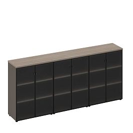 Шкаф для документов средний со стеклянными дверями (стенка из 3 шкафов) U.RUS РС 311 ДЧ/ЛС дуб виченца/лава серая - Фото предпросмотра