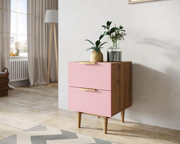 Тумбочка с двумя ящиками Line LN07/GR1/pink - Вид 3