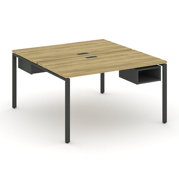 Concept Рабочая станция 2 сторонняя с подвесными тумбами на 2 места CN.DRS-101 Дуб Винченцо/Антрацит/Металл Антрацит 980*1480*750 - Вид 1