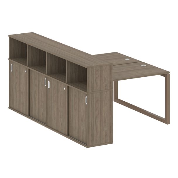 Metal System Quattro Р. ст. с шкафом-купе на О-образном м/к 50БО.РС-СШК-4.2 Т Вяз/Мокко металл 1610*2332*1098 - Вид 1
