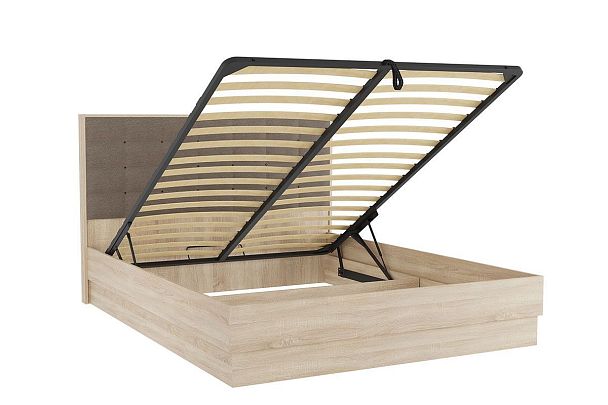 Кровать с подъемным механизмом Николь 160х200 см SKN-01.2155 дуб сонома/какао (рогожка) - Вид 3