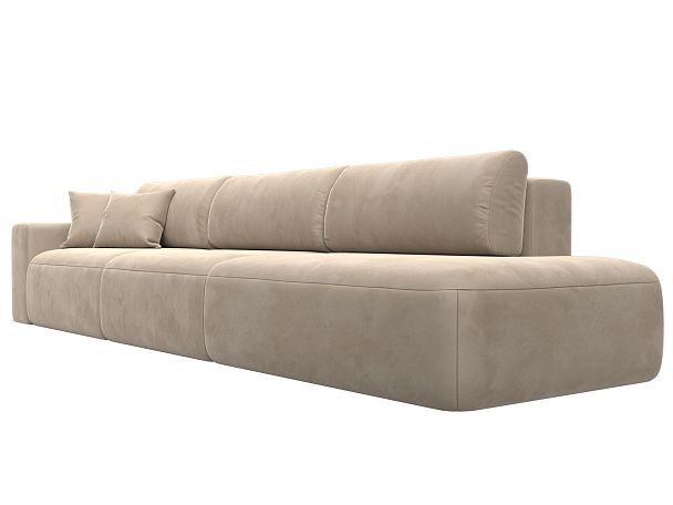 Диван прямой Лига-036 Модерн Лонг подлокотник слева Велюр бежевый - Вид 4