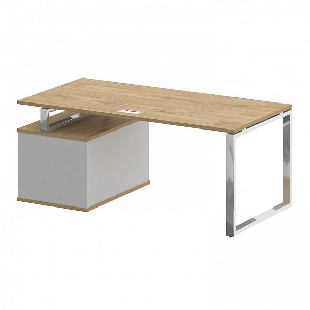 Стол с опорной тумбой "Shift" SK.SRT-180 тиквуд светлый/белый бриллиант - Вид 4