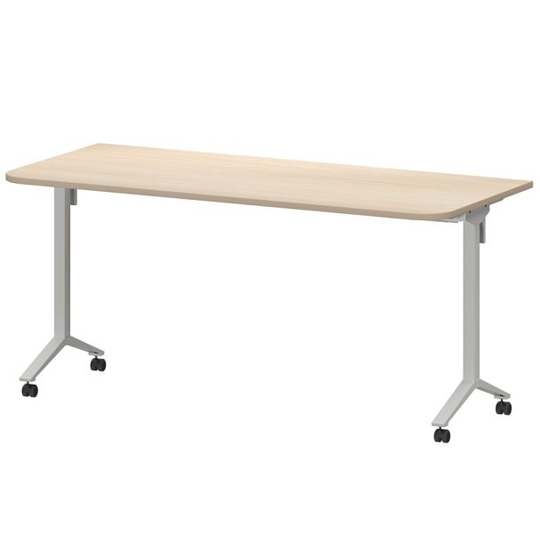 Стол мобильный складной радиусный МБ22-160.70Р Бук/Белый 1600x700x750 Моби - Вид 1