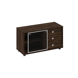 Тумба выкатная 3 ящика без замка стеклянная дверь-купе Борн В 202-552 дуб ристретто - Фото предпросмотра