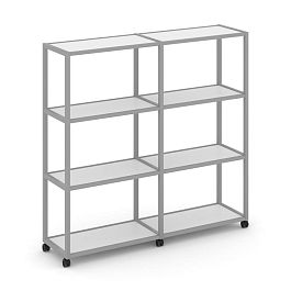 Shelf Mobile Стеллаж 4 уровня 2 секции VR.LT-STK-411.10 Белый Бриллиант/Металл Серый 1970*400*1523 - Фото предпросмотра