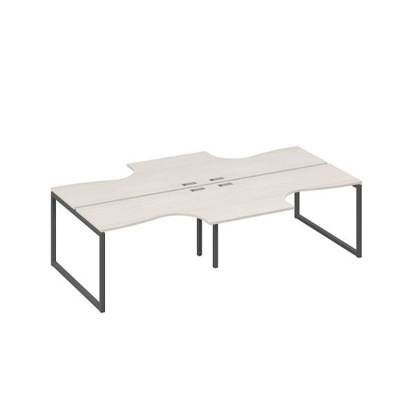 Рабочая станция со столами (4х140) Классика опоры QUATTRO A4 А4 Б4 181-2 БП дуб / металлокаркас антрацит - Вид 1