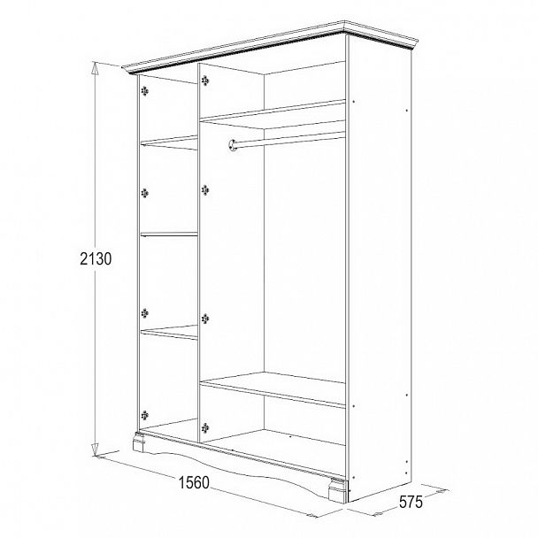 Шкаф "Ольга 1Н" 3-х дверный - Вид 2