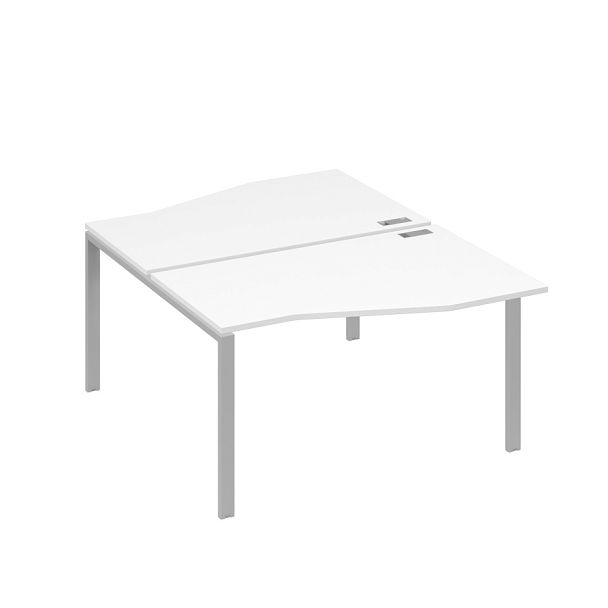 Рабочая станция каркас UNO столы (2х140) Техно A4 А4 Б1 190 БП белый премиум / металлокаркас серый - Вид 1