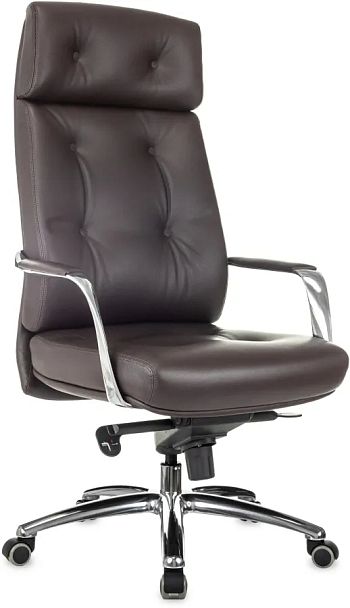 Кресло руководителя Бюрократ _DAO коричневый кожа крестов. алюминий - Вид 1