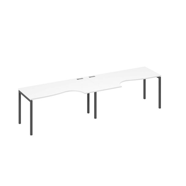 Рабочая станция столы Классика эргономичные каркас DUE (2х160) A4 А4 Б2 045-2 БП белый премиум / металлокаркас антрацит - Вид 1