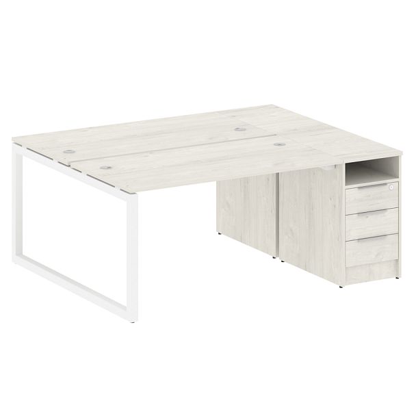 Metal System Quattro Р. ст. с тумбой на О-образном м/к 50БО.РС-СТП-2.3 Дуб наварра/Белый металл 1812*1475*750 - Вид 1