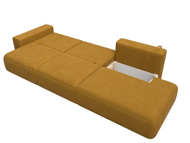 Диван прямой Лига-036 НПБ Модерн Лонг подлокотник слева Велюр желтый - Вид 9