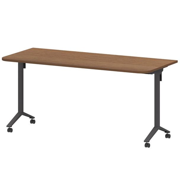 Стол мобильный складной радиусный МБ22-160.70Р Орех/Антрацит 1600x700x750 Моби - Вид 1