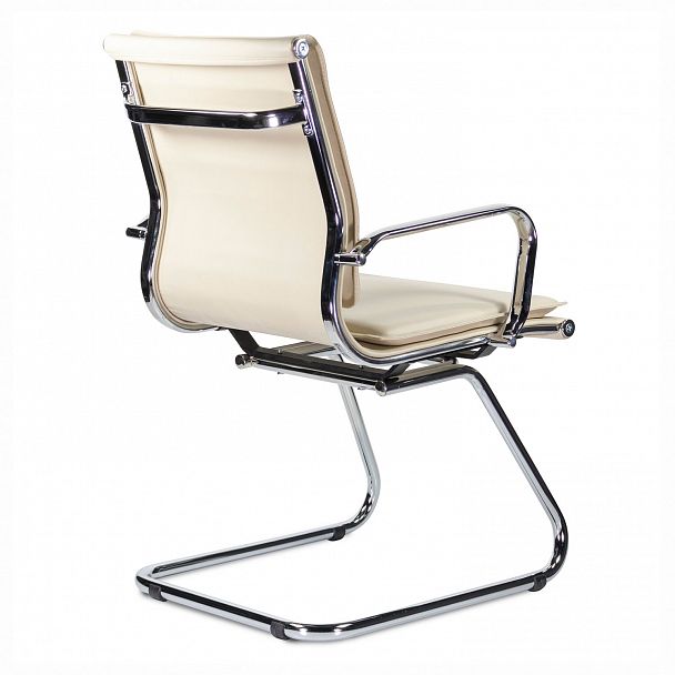 Кресло для приемных и переговорных BRABIX "Kayman CF-102", экокожа, хром, бежевое, 532573 - Вид 4
