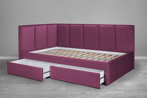 Кровать «Лайф с ящиками», 900 темно-розовая - Вид 3