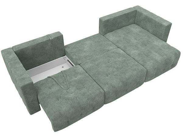 Диван угловой Лига-052 НПБ Лонг угол универсальный Велюр зеленый - Вид 8
