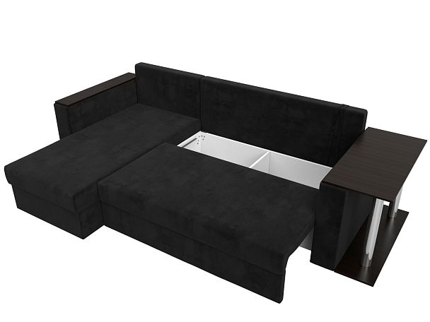 Угловой диван Атланта Лайт левый (полностью велюр черный) - Вид 8