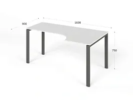 UNITY РМСУ9-16R БЕЛЫЙ Стол на металлокаркасе угловой правый 1600х900х750 - Фото предпросмотра