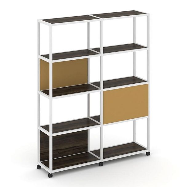 Shelf Mobile Стеллаж 5 уровней 2 секции VR.LT-STK-512.06 Дуб Мали/Металл Белый/W-31 1170*400*2000 - Вид 1