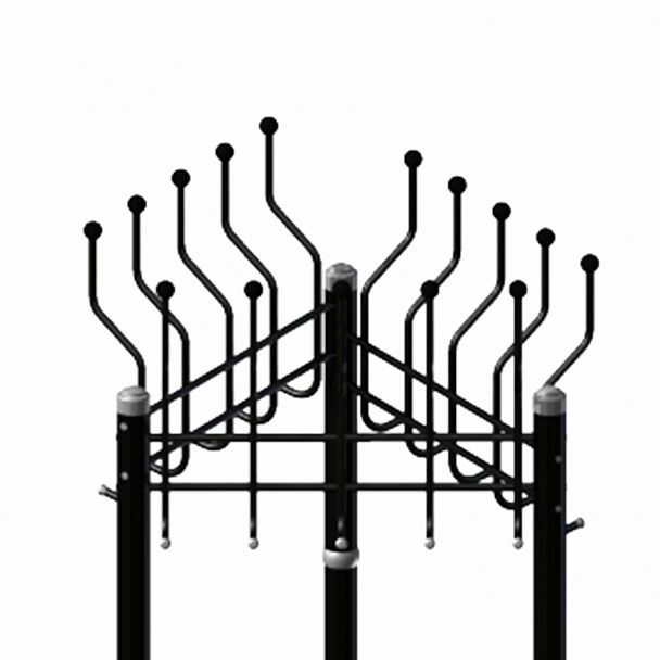 Вешалка на колесах на 15 крючков с держателем для зонтов "Гардикс-3К", металл, черная - Вид 3