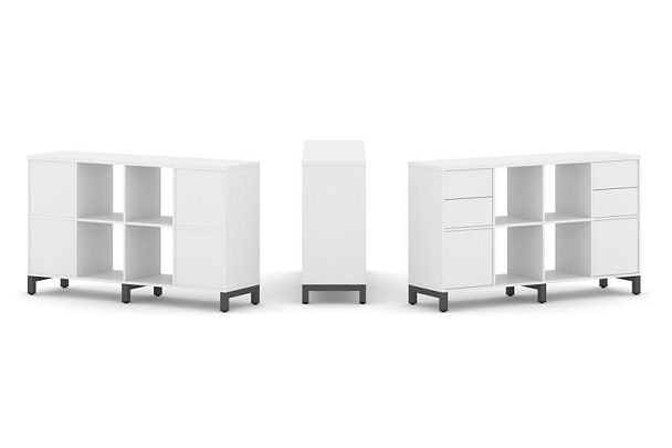 Стайл Проджект Набор стеллажа 1 сторон., 2 яр. SN.NS-241 Белый/Металл Антрацит 1488*400*881 - Вид 1