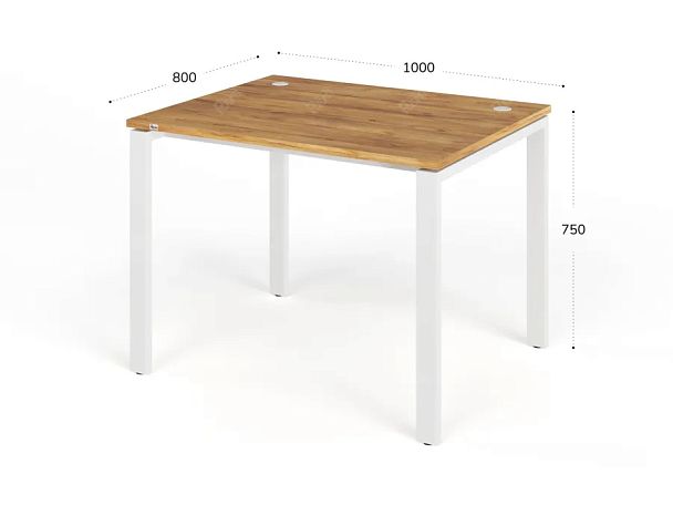 TANDEM RTD059-MK-100-ME Стол прямой на металлокаркасе ун-й 1000х800х750 Таксония медовая/Белый - Вид 2
