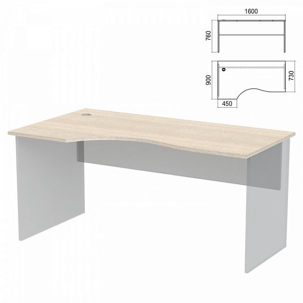 Стол эргономичный ЧАСТЬ 1 "Арго", 1600х900х760 мм, левый, ясень шимо - Вид 1