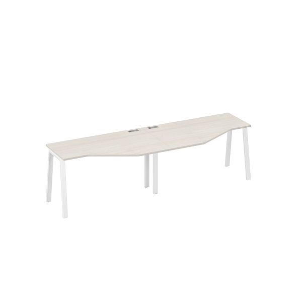 Рабочая станция столы (2х140) эргономичными Техно каркас TRE A4 А4 Б3 053-2 БП дуб / металлокаркас белый - Вид 1