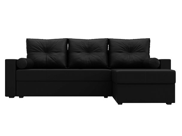 Диван угловой Верона Лайт угол правый (полностью экокожа черная) - Вид 2