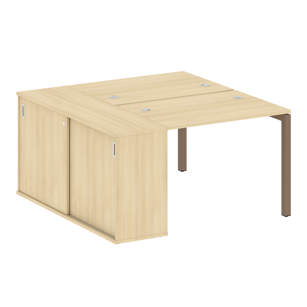 Metal System Quattro Р. ст. с шкафом-купе на П-образном м/к 50БП.РС-СШК-1.1 Т Акация/Мокко металл 1410*1475*750 - Вид 1