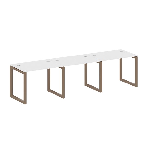 Metal System Quattro Р. ст. на 3 раб. места на О-образном м/к 50БО.СМ-3.1 Белый/Мокко металл 3000*720*750 - Вид 1