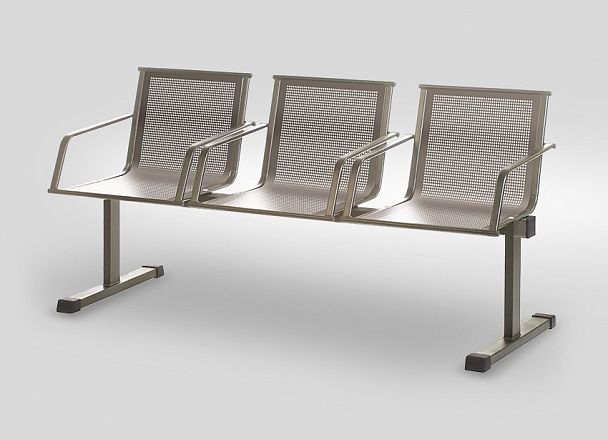 Форум мод. СМ88/3-03 секция 3-х местная с подл. Каркас  серебристый металлик (173х56х84) "Кресла для залов ожидания" ТК-002960000092 серый - Вид 1