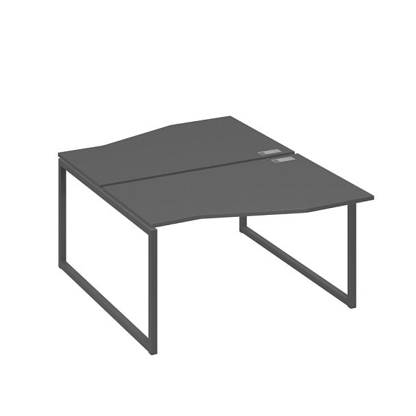 Рабочая станция столы (2х140) Техно каркас QUATTRO A4 А4 Б4 190 БП антрацит премиум / металлокаркас антрацит - Вид 1
