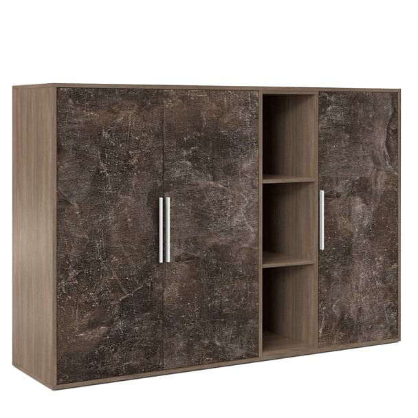 Шкаф средний 3 створки, с нишей B-tone 168,8x45x115,7 дуб урбан бетон темный - Вид 1