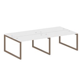 Metal System Quattro Р. ст. на 4 раб. места на О-образном м/к 50БО.СМ-4.3 Белый/Мокко металл 2800*1475*750 - Фото предпросмотра