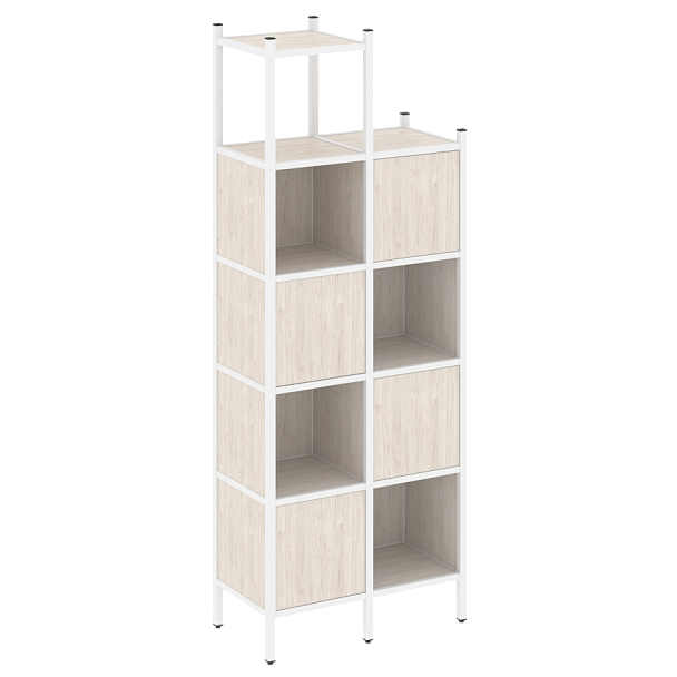 Loft Прямой стеллаж наборный VR.L-20 Денвер светлый/Белый металл 862*446*2280 - Вид 1