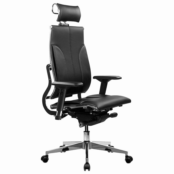 Кресло МЕТТА "YOGA" Y 2DM B2-10D, 2D-спинка, 3D-подголовник, 4D-подлокотники, экокожа, черное - Вид 1