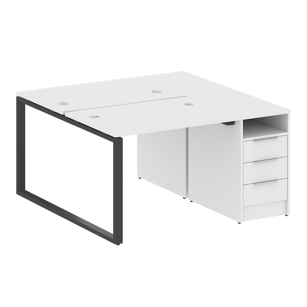 Metal System Р. ст. с тумбой на О-образном м/к БО.РС-СТП-2.1 Белый/Антрацит металл 1412*1475*750 - Вид 1